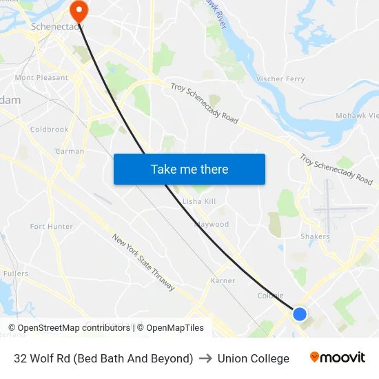 32 Wolf Rd (Bed Bath And Beyond) to Union College map