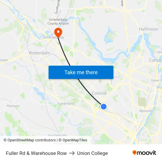 Fuller Rd & Warehouse Row to Union College map