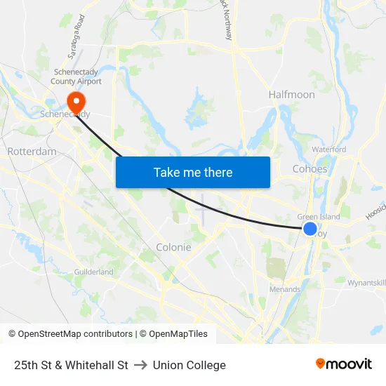 25th St & Whitehall St to Union College map