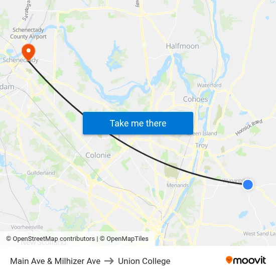 Main Ave & Milhizer Ave to Union College map