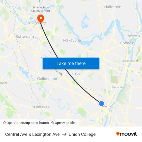 Central Ave & Lexington Ave to Union College map