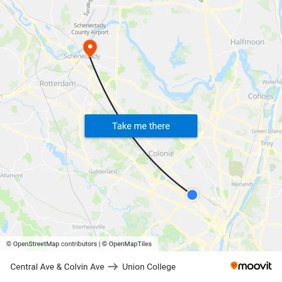 Central Ave & Colvin Ave to Union College map