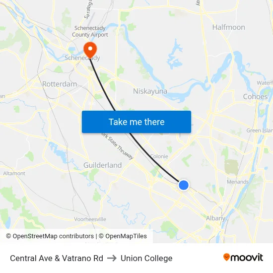 Central Ave & Vatrano Rd to Union College map