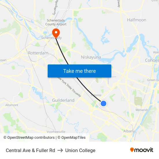 Central Ave & Fuller Rd to Union College map