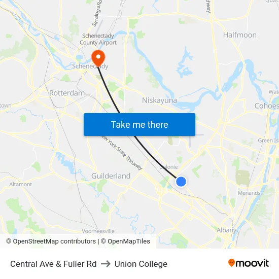 Central Ave & Fuller Rd to Union College map
