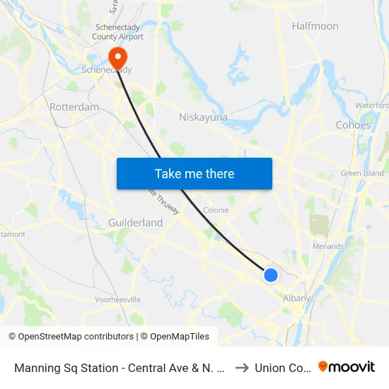 Manning Sq Station - Central Ave & N. Manning Blvd to Union College map