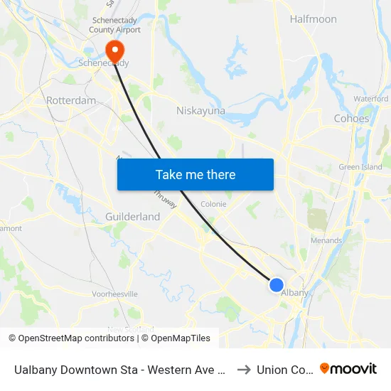 Ualbany Downtown Sta - Western Ave & Thurlow Terr to Union College map