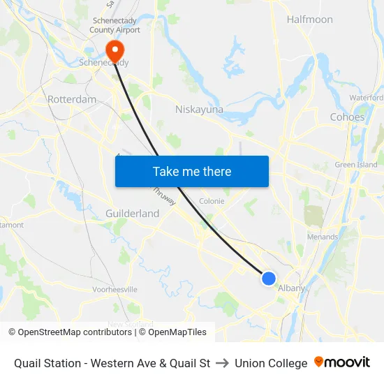 Quail Station - Western Ave & Quail St to Union College map
