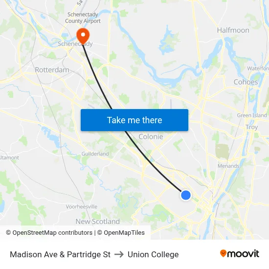 Madison Ave & Partridge St to Union College map