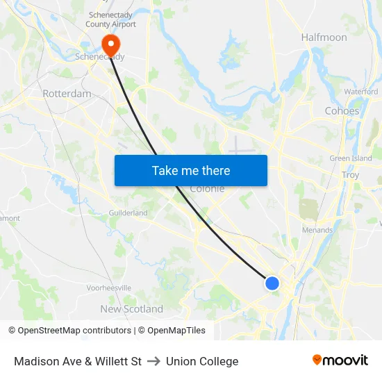 Madison Ave & Willett St to Union College map