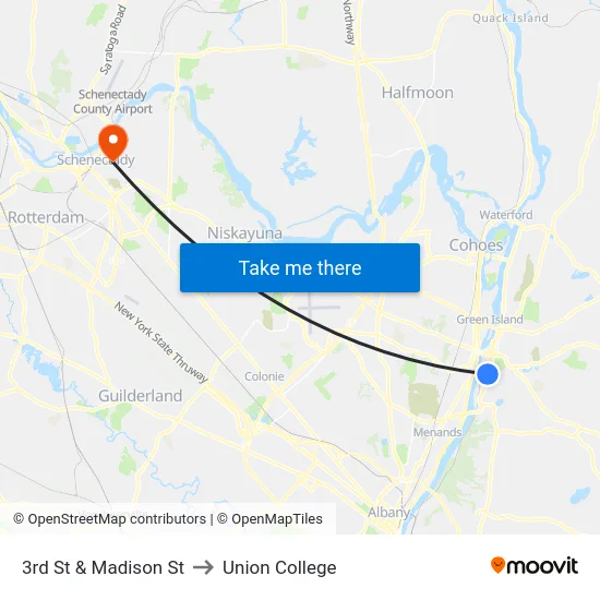 3rd St & Madison St to Union College map