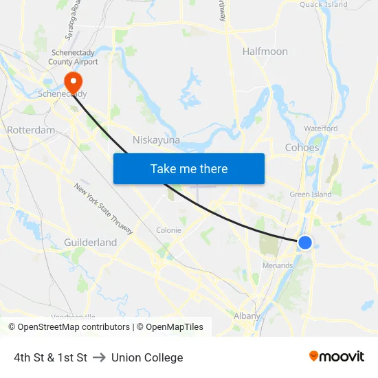 4th St & 1st St to Union College map