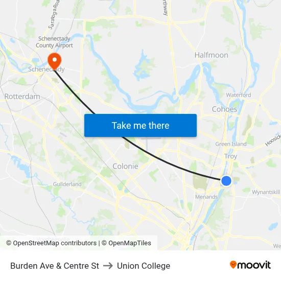 Burden Ave & Centre St to Union College map