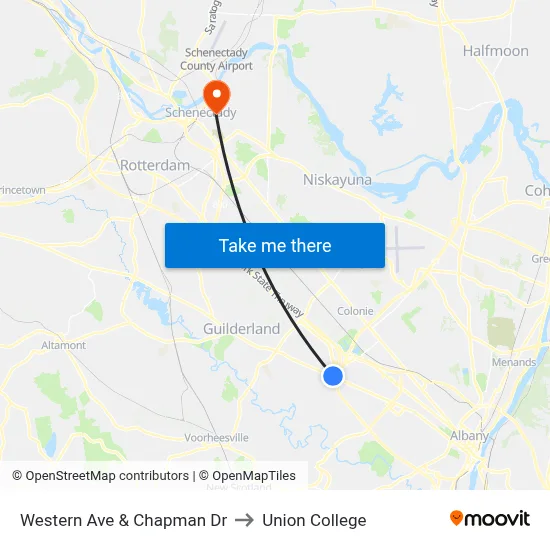 Western Ave & Chapman Dr to Union College map