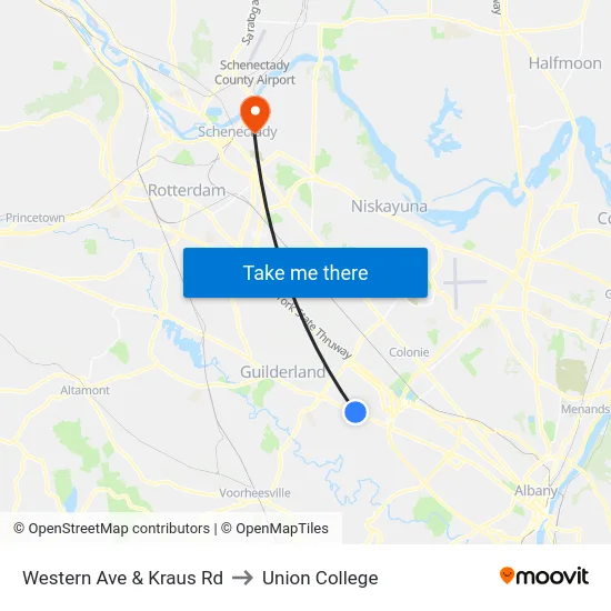 Western Ave & Kraus Rd to Union College map
