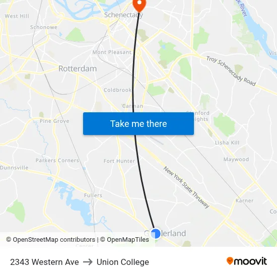 2343 Western Ave to Union College map