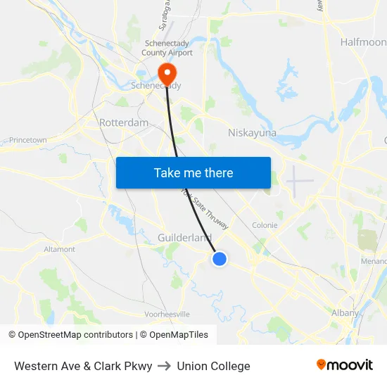 Western Ave & Clark Pkwy to Union College map