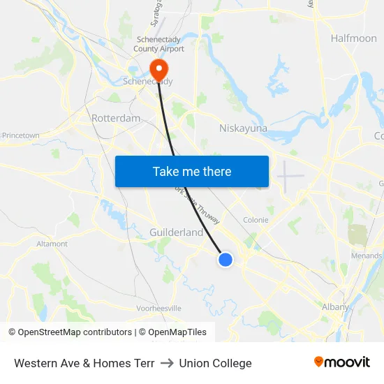 Western Ave & Homes Terr to Union College map