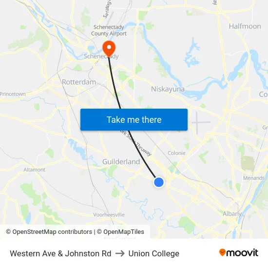 Western Ave & Johnston Rd to Union College map