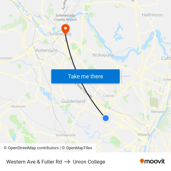 Western Ave & Fuller Rd to Union College map