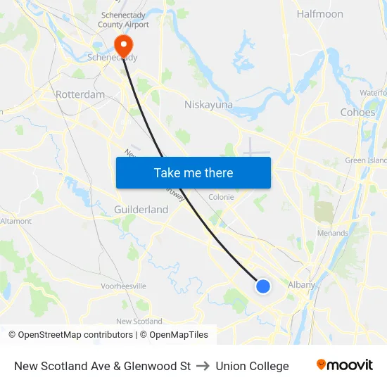New Scotland Ave & Glenwood St to Union College map