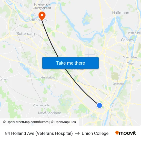 84 Holland Ave (Veterans Hospital) to Union College map