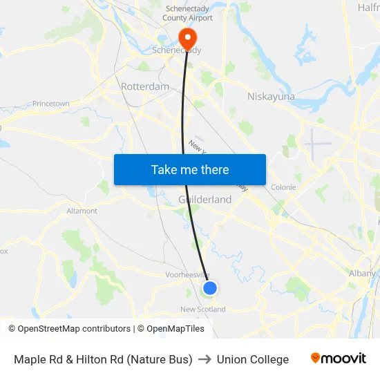 Maple Rd & Hilton Rd (Nature Bus) to Union College map