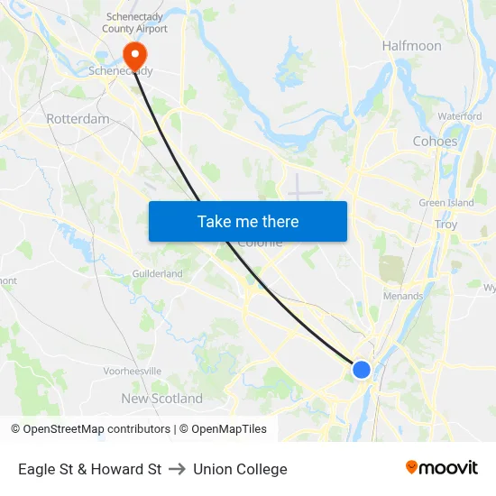 Eagle St & Howard St to Union College map