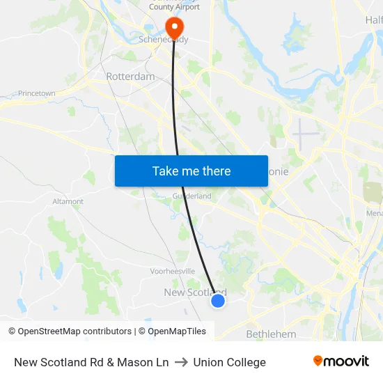 New Scotland Rd & Mason Ln to Union College map