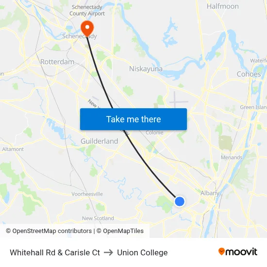 Whitehall Rd & Carisle Ct to Union College map