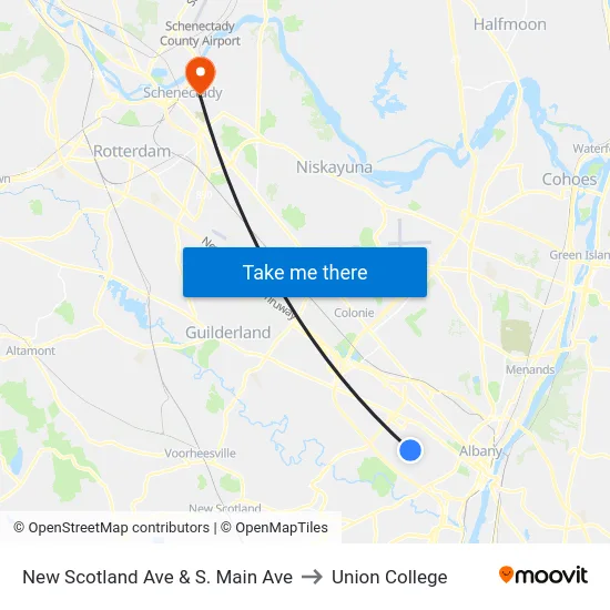 New Scotland Ave & S. Main Ave to Union College map