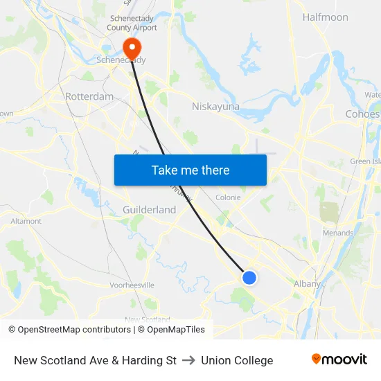 New Scotland Ave & Harding St to Union College map
