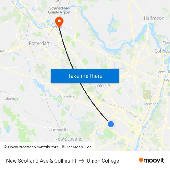 New Scotland Ave & Collins Pl to Union College map