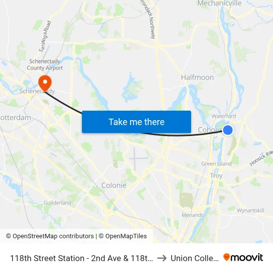 118th Street Station - 2nd Ave & 118th St to Union College map