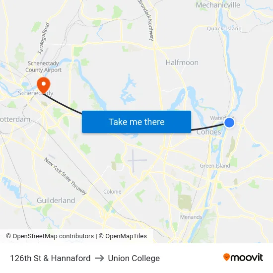 126th St & Hannaford to Union College map