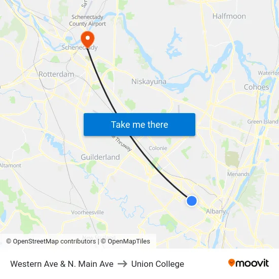 Western Ave & N. Main Ave to Union College map