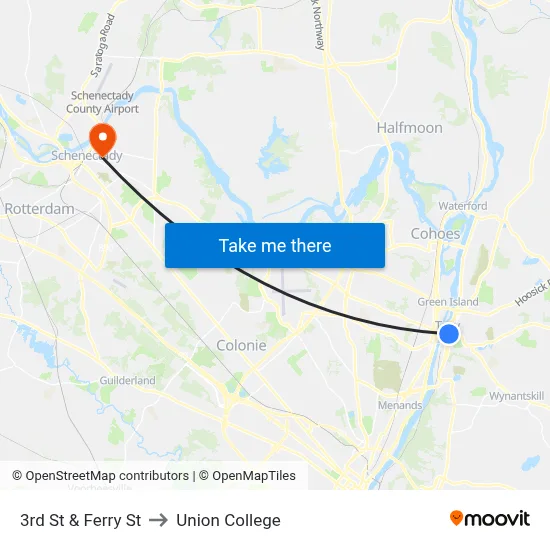 3rd St & Ferry St to Union College map