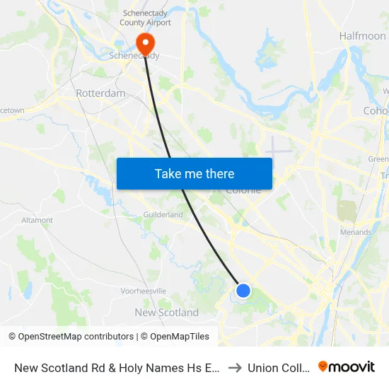New Scotland Rd & Holy Names Hs Entrance to Union College map