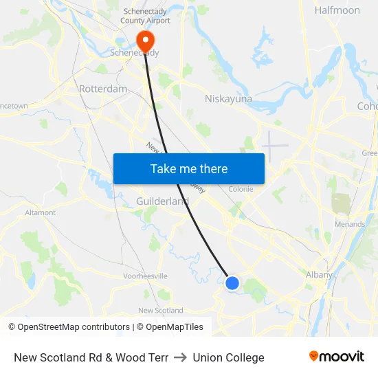New Scotland Rd & Wood Terr to Union College map
