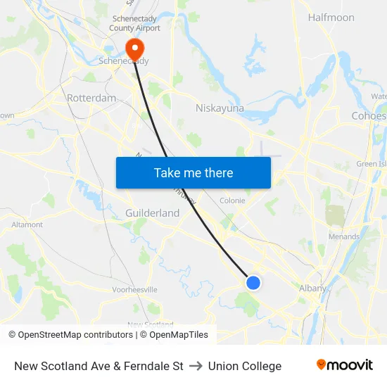 New Scotland Ave & Ferndale St to Union College map