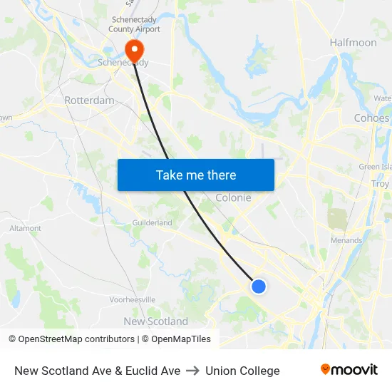 New Scotland Ave & Euclid Ave to Union College map