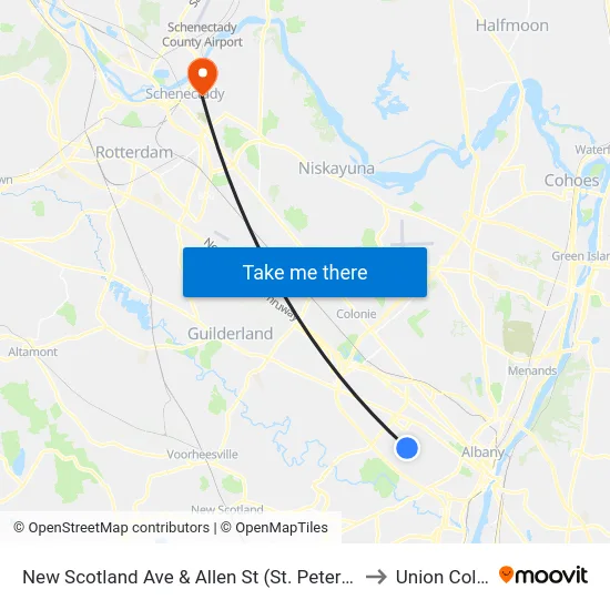 New Scotland Ave & Allen St (St. Peters Hospital) to Union College map
