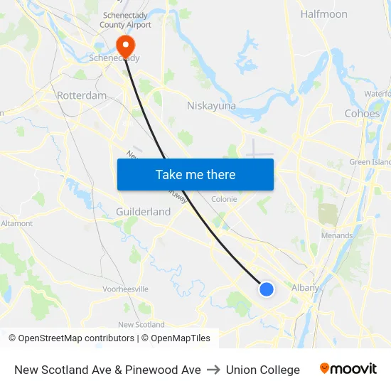 New Scotland Ave & Pinewood Ave to Union College map