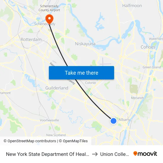 New York State Department Of Health to Union College map