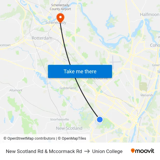 New Scotland Rd & Mccormack Rd to Union College map
