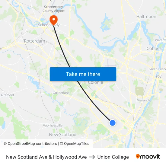 New Scotland Ave & Hollywood Ave to Union College map