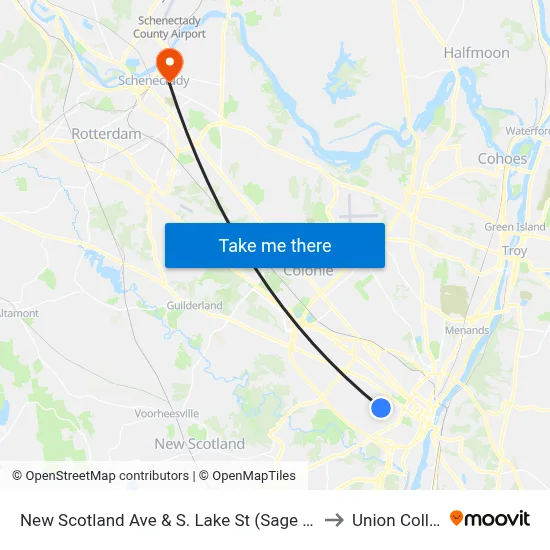 New Scotland Ave & S. Lake St (Sage College) to Union College map