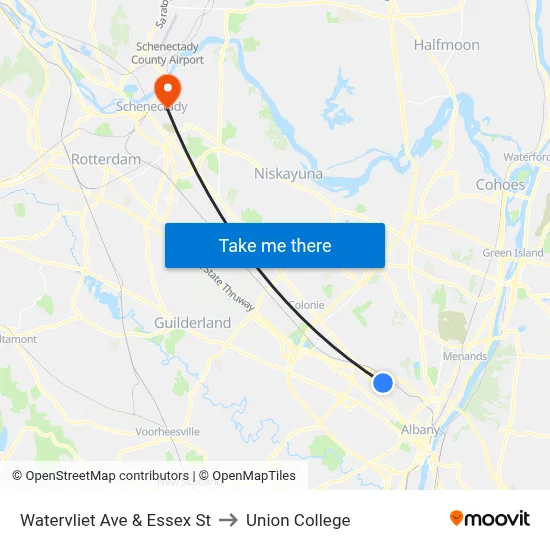 Watervliet Ave & Essex St to Union College map