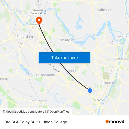 3rd St & Colby St to Union College map