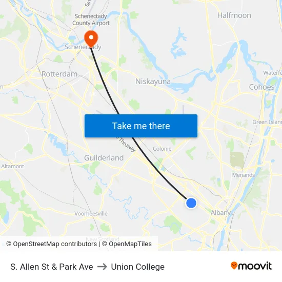 S. Allen St & Park Ave to Union College map